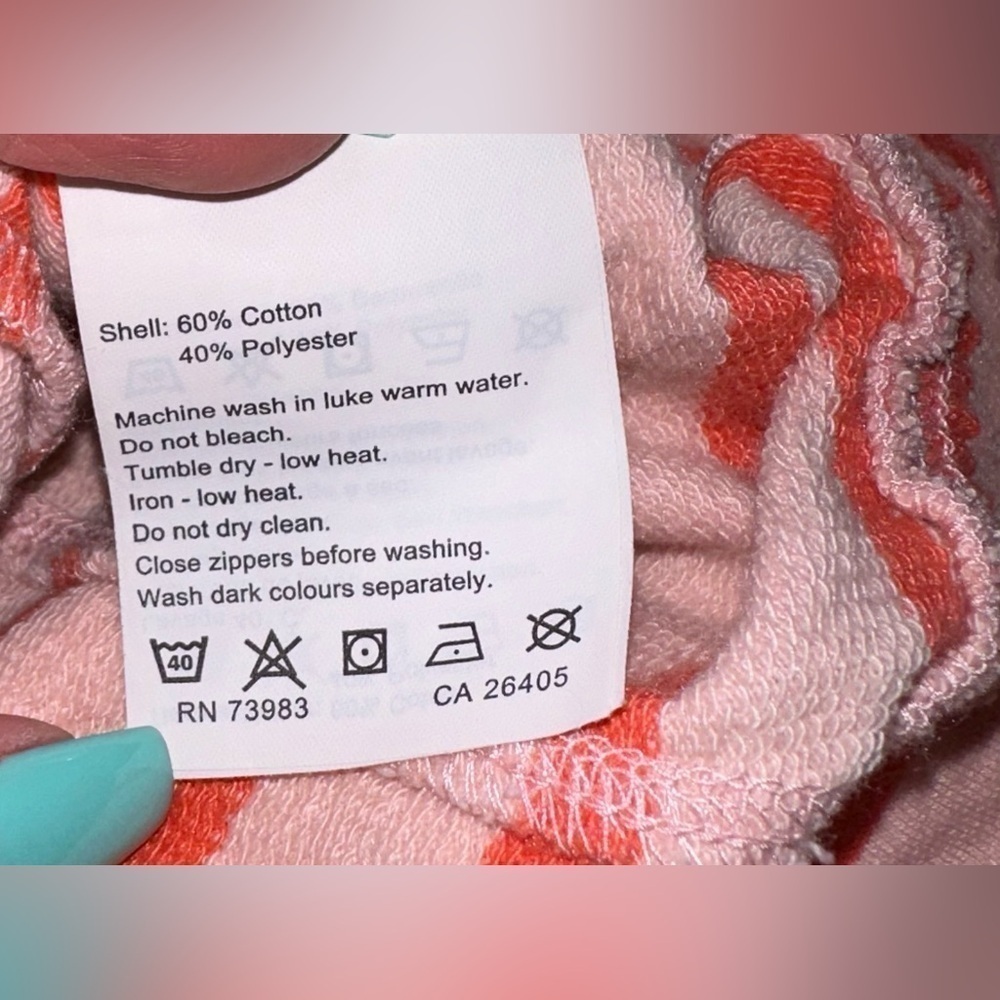 Helly Hansen Orange & Pink Striped Full-Zip Jacket L | High Neck | Cotton Blend - Picture 10 of 14